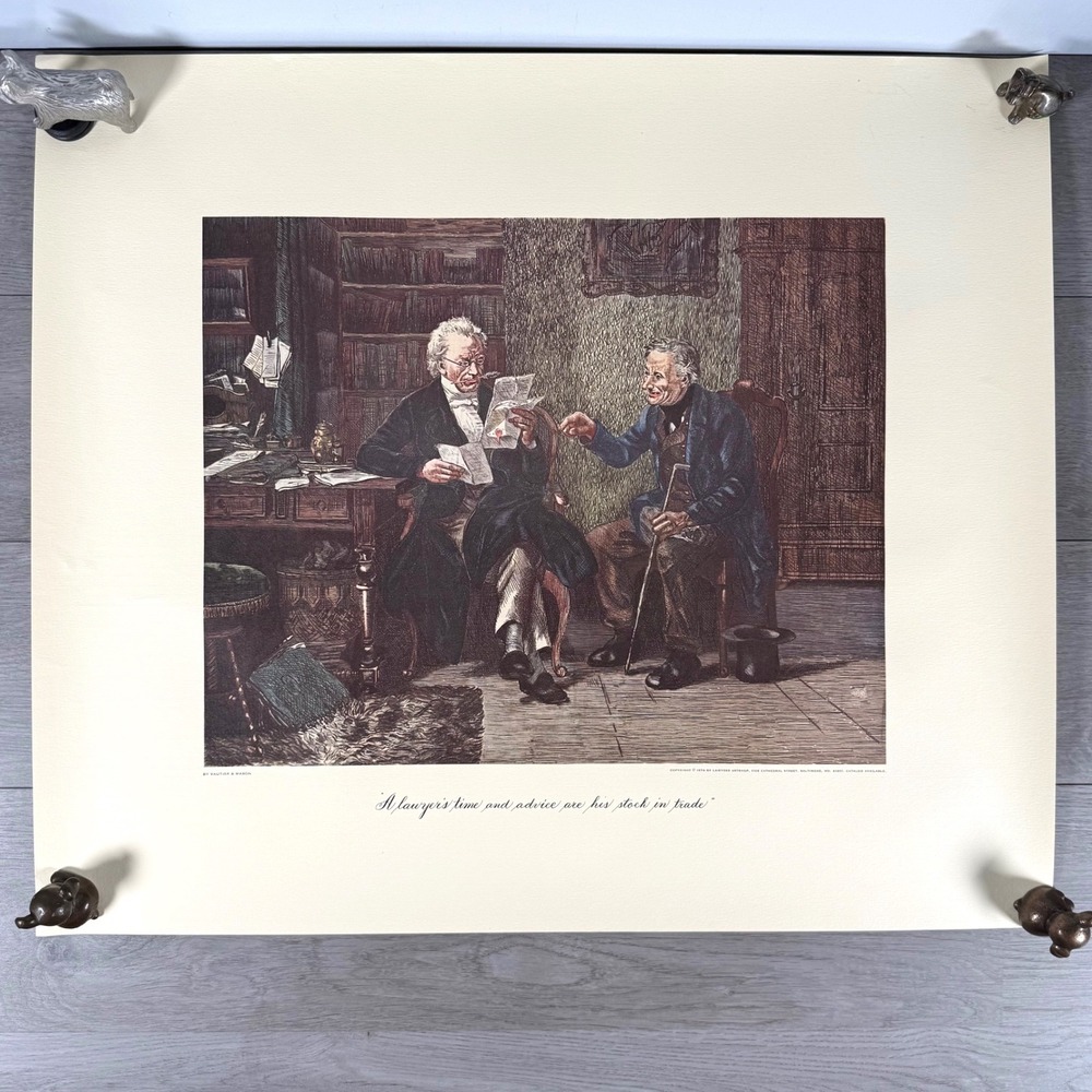Lawyers Artshop A Lawyer's Time and Advice Print 25x21 Vintage 1978 USA